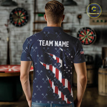 Load image into Gallery viewer, Personalized American Flag Navy Dart Pattern Polo &amp; Quarter Zip For Men, Patriotic Darts Jersey TDM4996