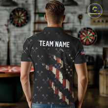 Load image into Gallery viewer, Vintage American Flag Darts Polo &amp; Quarter Zip Custom Darts Shirt For Men, Patriotic Darts Jersey TDM4999