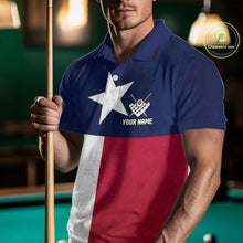 Load image into Gallery viewer, Personalized Vintage Texas Flag Billiard Shirt For Men, Patriotic Pool Team Jersey Polo &amp; 1/4 Zip TDM6331