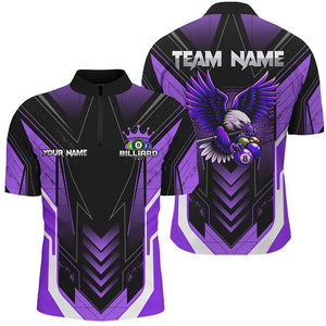 Personalized Funny Eagle Billiard Shirts For Men Custom Name Purple Billiard Balls Sports Jerseys TDM2224