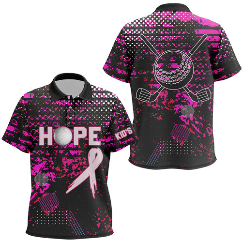 Breast Cancer Awareness Custom Pink Camo Kid Golf Polo Shirts, Golf Outfit For Kid, Golfing Gift TDM2496