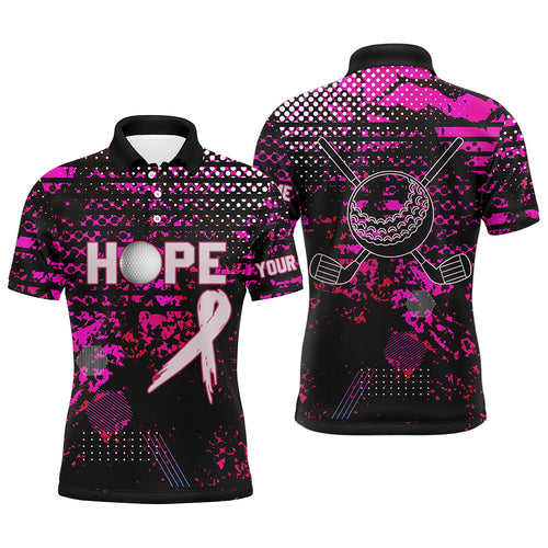 Breast Cancer Awareness Custom Pink Camo Men Golf Polo Shirts, Golf Outfit For Men, Golfing Gift TDM2496