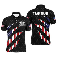 Load image into Gallery viewer, Personalized American Flag Darts Pattern Men Polo &amp; 1/4 Zip Shirts, Black Patriotic Dart Jerseys TDM2728