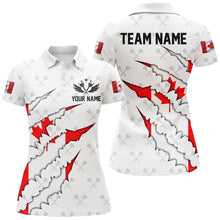 Load image into Gallery viewer, Canada Flag Darts Pattern Custom Polo &amp; Quarter-Zip Shirts For Women, White Patriotic Darts Jerseys TDM2730