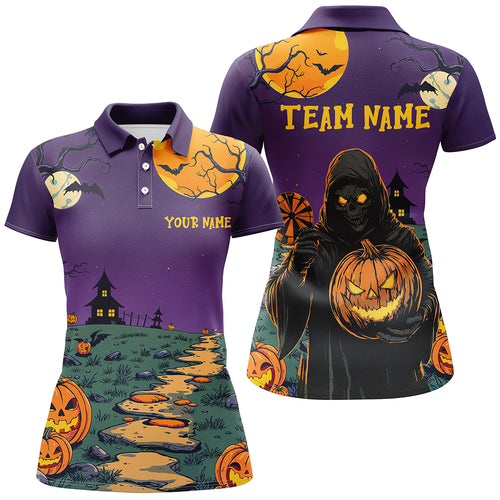 Purple Halloween Spook Night Custom Women Dart Shirts, Scary Death Skeleton Halloween Darts Gifts TDM2738