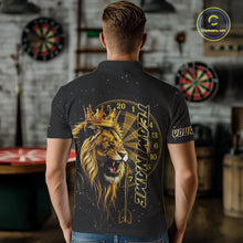 Load image into Gallery viewer, Black And Golden Funny Lion Crown Darts Shirt For Men Custom Darts League Jersey Polo &amp; 1/4 Zip TDM5000