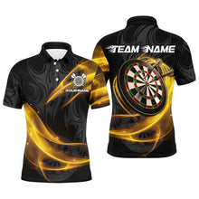 Load image into Gallery viewer, Personalized Yellow Twinkle Light Dart Polo &amp; 1/4 Zip Shirts For Men, Darts Jerseys Team Uniform TDM2983