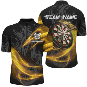 Personalized Yellow Twinkle Light Dart Polo & 1/4 Zip Shirts For Men, Darts Jerseys Team Uniform TDM2983