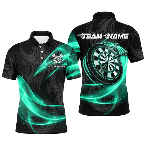 Personalized Turquoise Twinkle Light Dart Polo & 1/4 Zip Shirts For Men, Darts Jerseys Team Uniform TDM2984