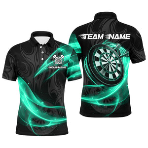 Personalized Turquoise Twinkle Light Dart Polo & 1/4 Zip Shirts For Men, Darts Jerseys Team Uniform TDM2984