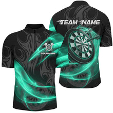 Load image into Gallery viewer, Personalized Turquoise Twinkle Light Dart Polo &amp; 1/4 Zip Shirts For Men, Darts Jerseys Team Uniform TDM2984