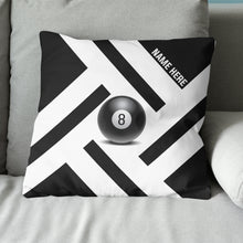 Load image into Gallery viewer, Custom Black White 8 Ball Pool Pillow, Best Personalized 8 Ball Pillows TDM0902