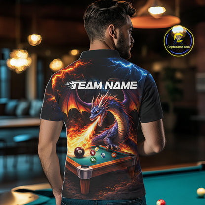 Personalized Dragon Billiard Fire 8 Ball Pool Shirt For Men, Billiard Team Jersey Polo & 1/4 Zip TDM6333