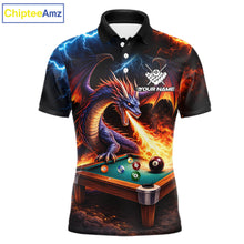 Load image into Gallery viewer, Personalized Dragon Billiard Fire 8 Ball Pool Shirt For Men, Billiard Team Jersey Polo &amp; 1/4 Zip TDM6333
