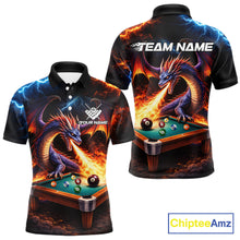 Load image into Gallery viewer, Personalized Dragon Billiard Fire 8 Ball Pool Shirt For Men, Billiard Team Jersey Polo &amp; 1/4 Zip TDM6333