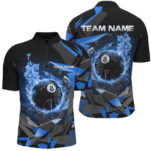 Load image into Gallery viewer, Blue 8 Ball Pool Fire Break Glass Custom Billiard Shirts For Men Team League Billiard Jerseys TDM1825