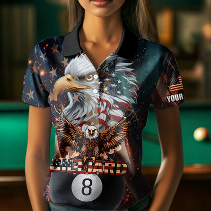 American Flag Billiard 8 Ball Pool Custom Eagle Billiard Shirt For Women, Patriotic Billiard Jersey TDM1827