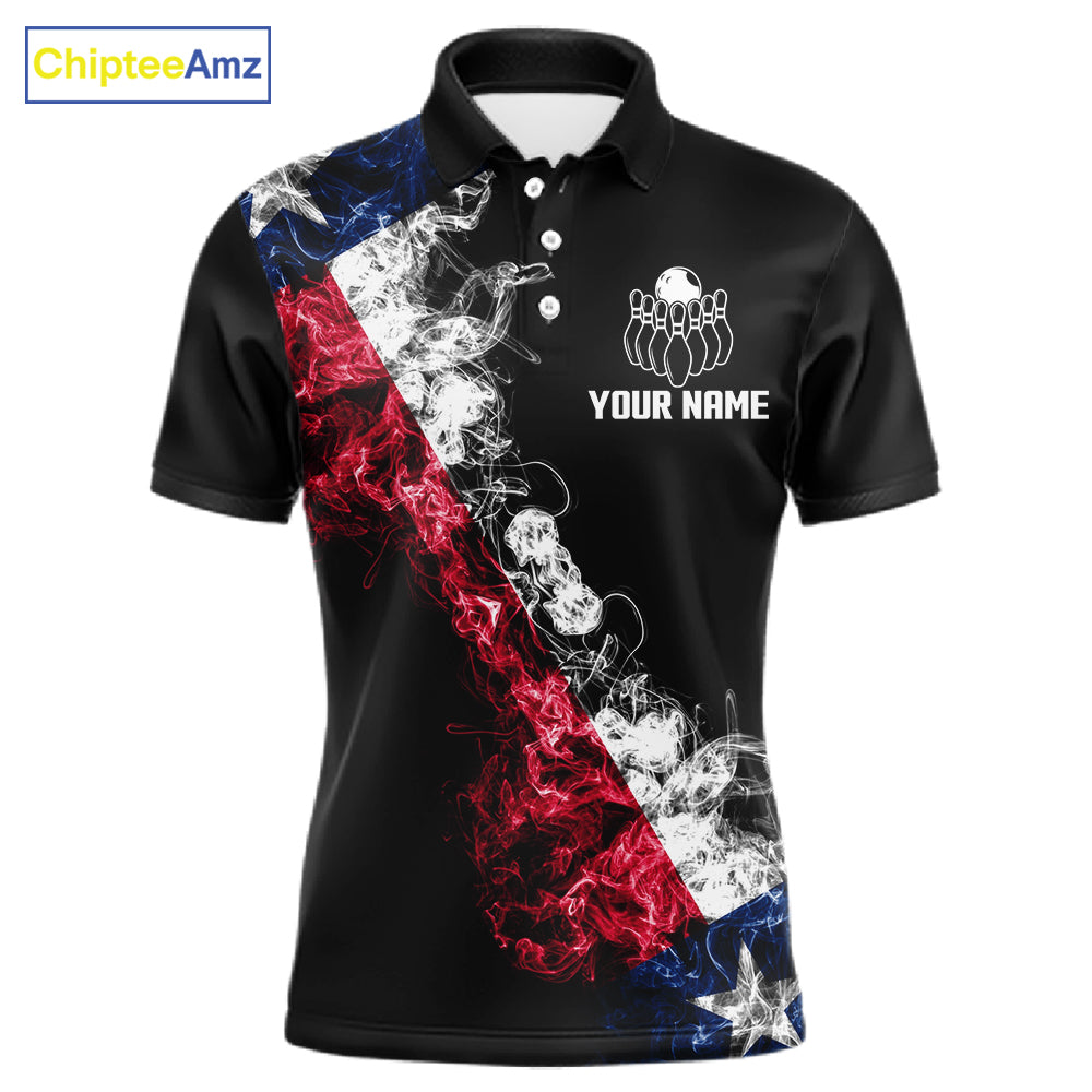 Personalized Smoke Texas Flag Bowling Shirts For Men Custom Patriotic Bowling League Team Jersey TDM7259