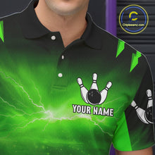 Load image into Gallery viewer, Green Thunder Lightning Cobra Snake Bowling Shirts For Men Custom Bowling Jersey Polo &amp; 1/4 Zip TDM6084