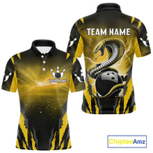 Load image into Gallery viewer, Yellow Thunder Lightning Cobra Snake Bowling Shirts For Men Custom Bowling Jersey Polo &amp; 1/4 Zip TDM6085
