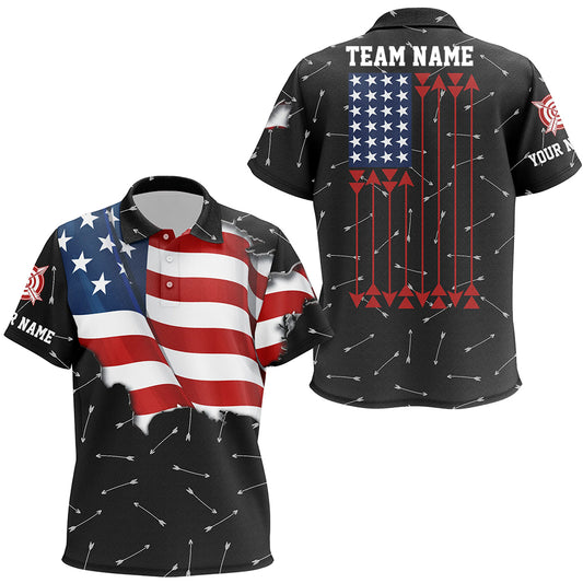 Personalized Patriotic USA Flag Archery Kid Polo Shirts Archery Team Uniform Shirts TDM1618