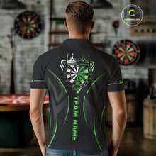 Load image into Gallery viewer, Black And Green Dartboard Crown Dart Shirts For Men Custom Dart Jersey Team Polo &amp; Quarter Zip TDM4791