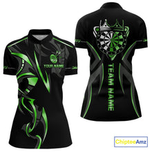 Load image into Gallery viewer, Black And Green Dartboard Crown Dart Shirts For Women Custom Dart Jersey Team Polo &amp; Quarter Zip TDM4791