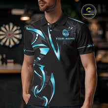 Load image into Gallery viewer, Black And Blue Dartboard Crown Dart Shirts For Men Custom Dart Jersey Team Polo &amp; Quarter Zip TDM4792