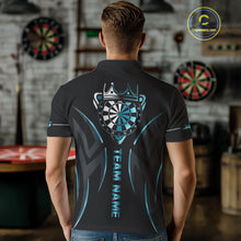 Load image into Gallery viewer, Black And Blue Dartboard Crown Dart Shirts For Men Custom Dart Jersey Team Polo &amp; Quarter Zip TDM4792