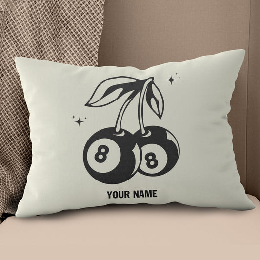 Personalized 8 Ball Cherry Billiards Pillows Custom Beige White Pillow TDM0742