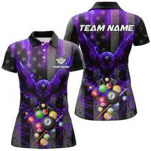 Load image into Gallery viewer, Purple American Flag Thunder Lightning Eagle Billiard Shirt For Women, 3D Pool Balls Billiard Jerseys TDM3239