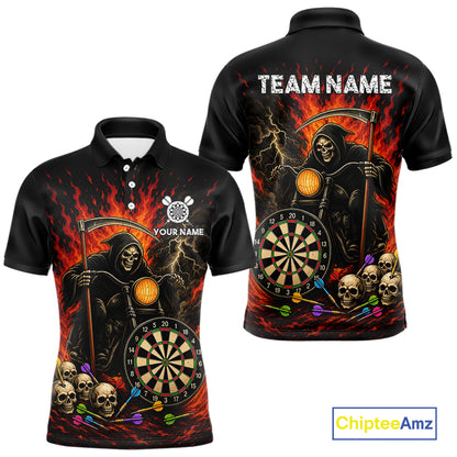 Personalized Grim Reaper Motorcycle Flame Darts Shirt For Men Custom Funny Darts Team Jersey TDM7263