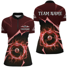 Load image into Gallery viewer, Red 8 Ball Pool Thunder Lightning Strike Custom Women Billiard Shirts, Billiard League Team Jerseys TDM2763