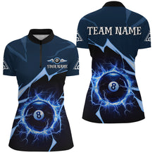 Load image into Gallery viewer, Blue 8 Ball Pool Thunder Lightning Strike Custom Women Billiard Shirts, Billiard League Team Jerseys TDM2764