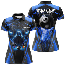 Load image into Gallery viewer, Blue Grim Reaper Billiard Shirts For Women Custom Funny 8 Ball Rushing Out Billiard League Jerseys TDM2766