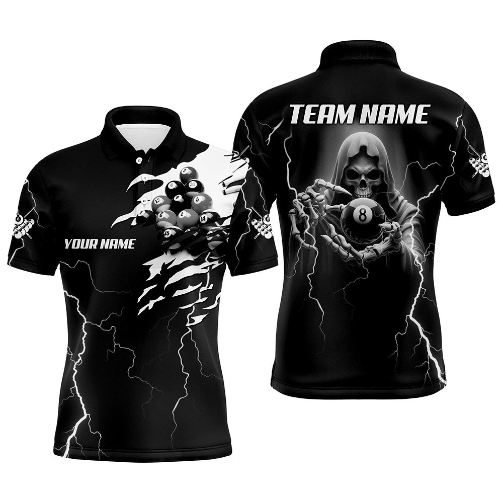 Black Skeleton Lightning Thunder Custom Men Billiard Shirts, Billiard Pool Team Jerseys Uniform TDM2921