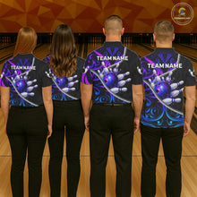 Load image into Gallery viewer, Neon Purple Blue Tribal Bowling Shirts For Women Custom Bowling Team Jersey Polo &amp; Quarter Zip TDM6105