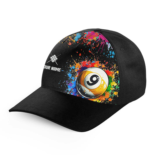 Custom 9 Ball Billiard Cap Funny Colorful Paint Splash Pool Player Cap TDM4599