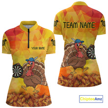 Load image into Gallery viewer, Funny Turkey Autumn Darts Shirt For Women Custom Thanksgiving Shirt For Dart Lover, Darts Jersey TDM4804