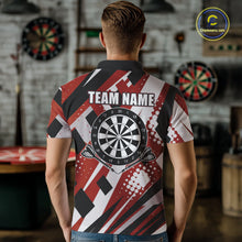 Load image into Gallery viewer, Custom Red Geometric Darts Polo &amp; Quarter Zip For Men, Personalized Darts Team Jersey Outfit TDM5026
