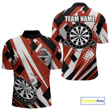 Load image into Gallery viewer, Custom Red Geometric Darts Polo &amp; Quarter Zip For Men, Personalized Darts Team Jersey Outfit TDM5026