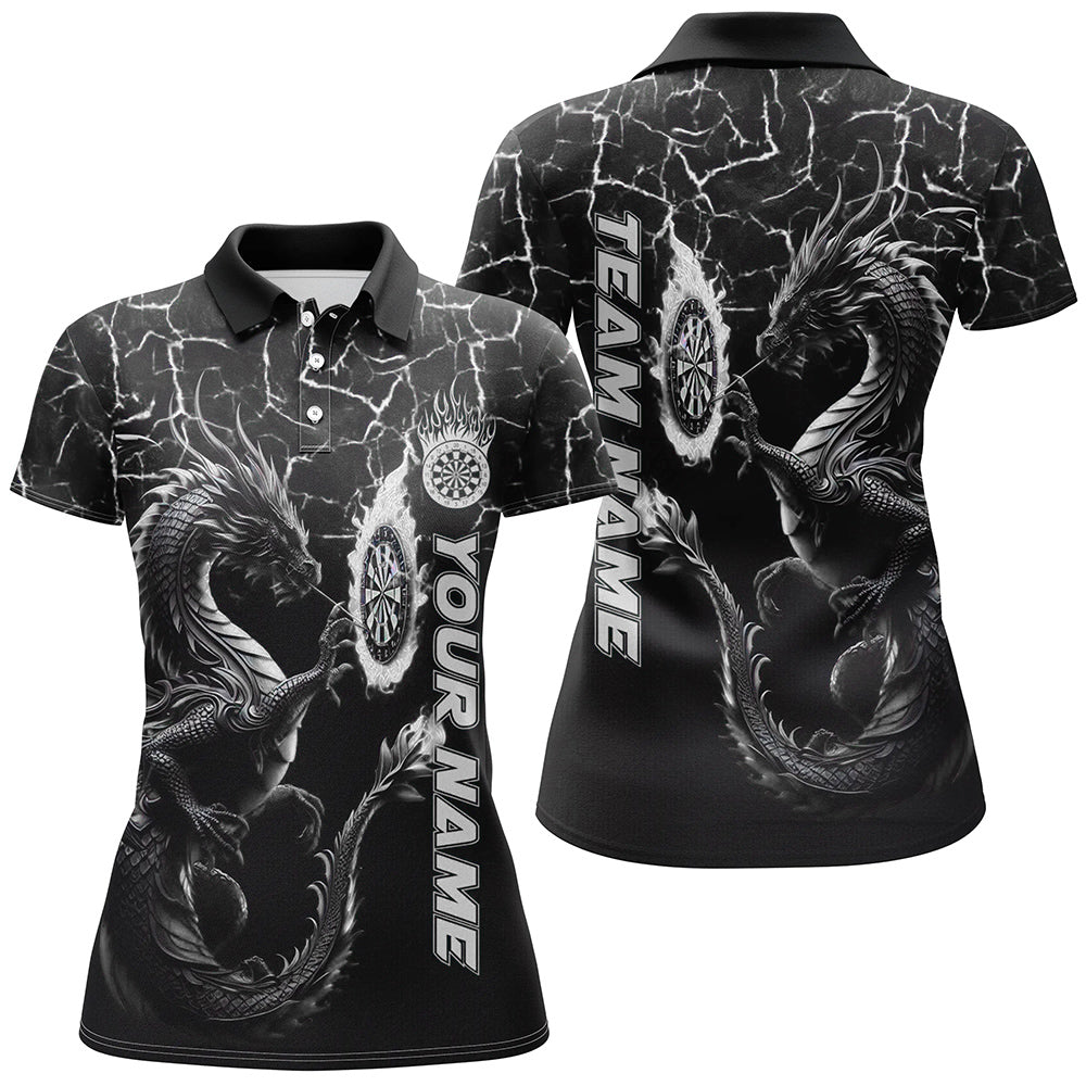 Personalized Black White Big Dragon 3D Printed Dart Shirts For Women Custom Team League Darts Jerseys TDM3007