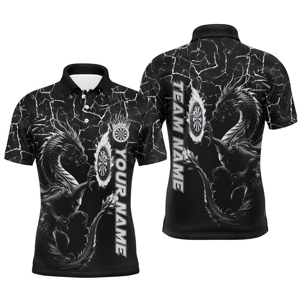 Personalized Black White Big Dragon 3D Printed Dart Shirts For Men Custom Team League Darts Jerseys TDM3007