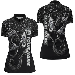 Personalized Black White Big Dragon 3D Printed Dart Shirts For Women Custom Team League Darts Jerseys TDM3007