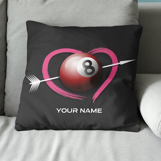Personalized Ball 8 And Heart Billiard Pillow, Best Custom Cute Pillow TDM0750