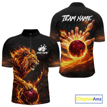 Load image into Gallery viewer, Personalized Fire Flame Lion Bowling Jersey For Men Custom Bowling Team Shirt Polo &amp; 1/4 Zip TDM6115