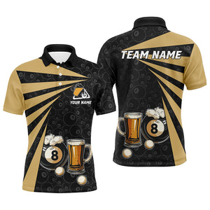 Personalized 8 Ball Pool With Beer Men Billiard Polo Shirts Custom Billiard Beer Pool Player Shirts TDM1482