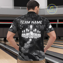 Load image into Gallery viewer, Custom Black And Grey Camo Bowling Shirt For Men, Grunge Bowling Team Jersey Polo &amp; 1/4 Zip TDM6543