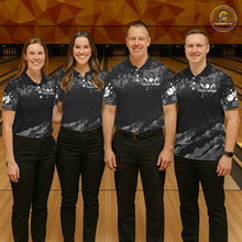 Load image into Gallery viewer, Custom Black And Grey Camo Bowling Shirt For Men, Grunge Bowling Team Jersey Polo &amp; 1/4 Zip TDM6543