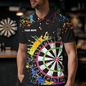 Funny Dartboards Colorful Paint Aim Shoot Swear Repeat Custom Men Darts Shirt, Dart Jerseys |Black TDM2778